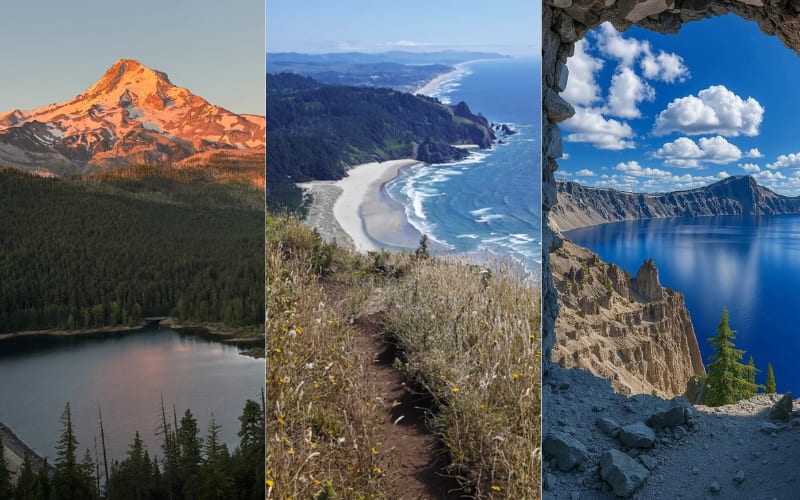 Stunning views from the best hikes in Oregon, showcasing mountains, coastlines, and lakes.