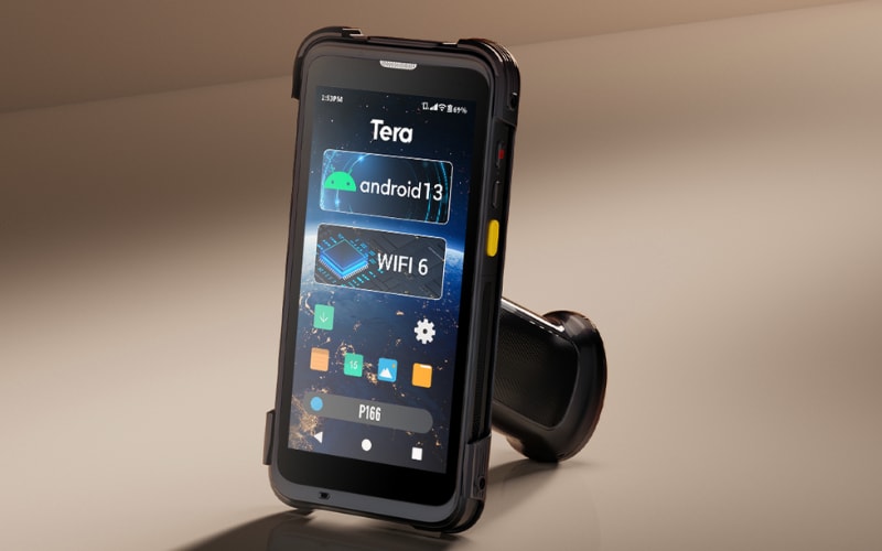 A rugged smartphone showcasing features like Android 13 and WiFi 6, designed to meet drop test standards for durability.