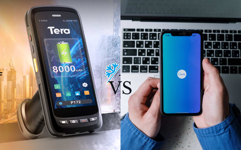 Comparison of rugged devices versus smartphones, highlighting durability and drop test standards for reliability.