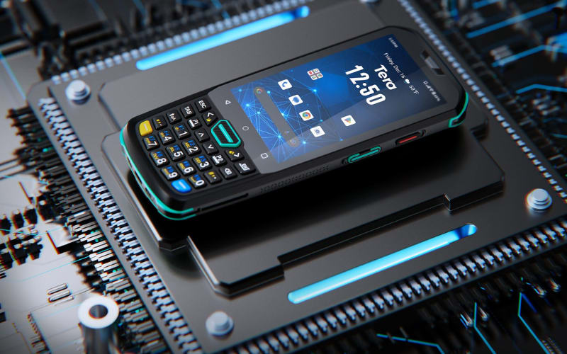 A detailed view of a scanner on a modern circuit board, showcasing depth of field and high-tech features.
