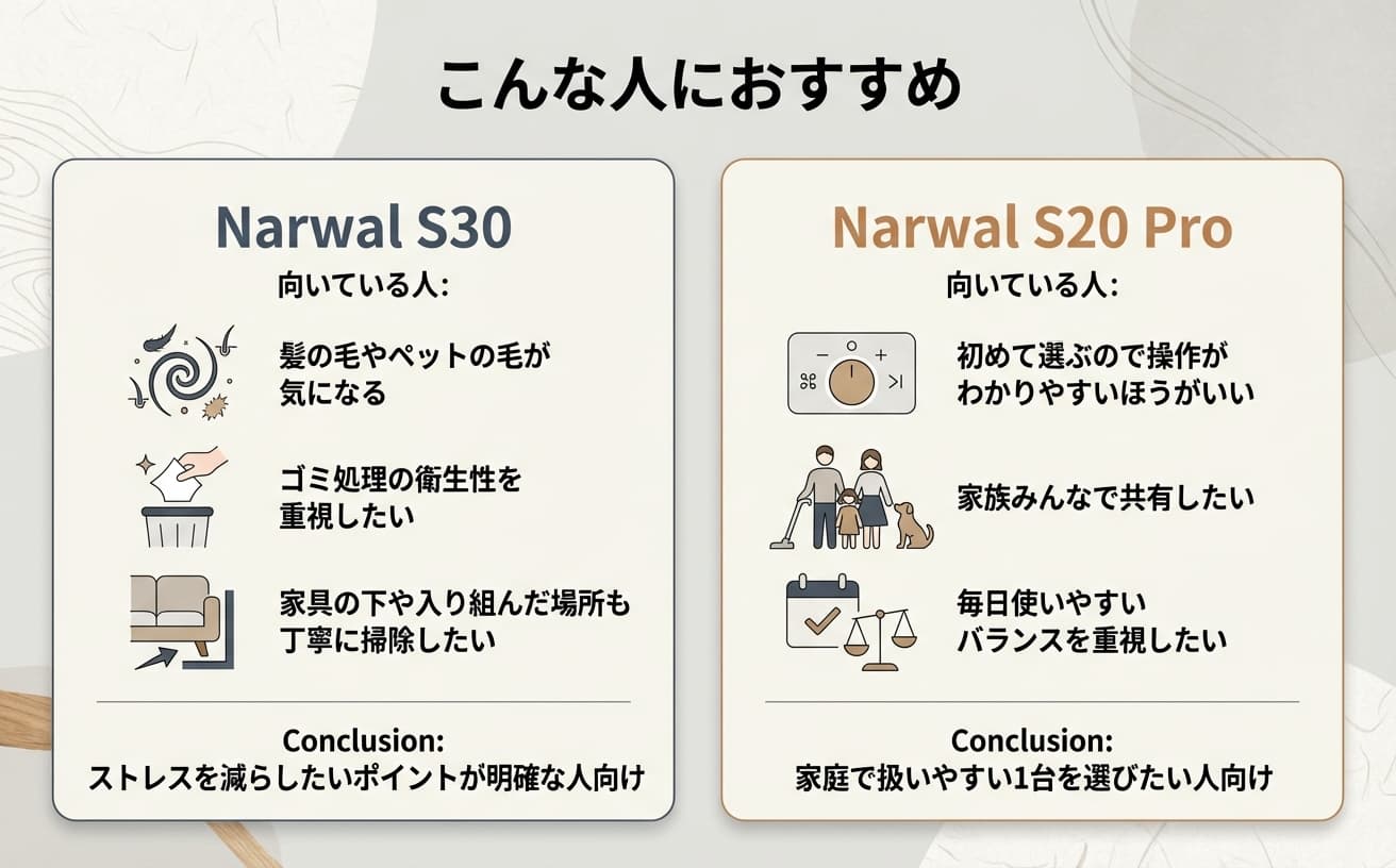 Narwal S30とS20 Proの特徴を比較し、コードレス水拭き掃除機に最適な選択肢を紹介しています。