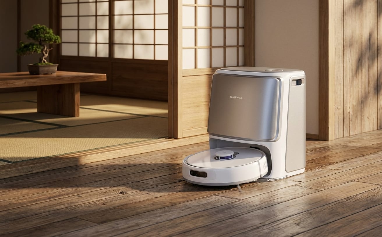 家事ができない方にもぴったりな掃除ロボットが、和風の部屋で稼働しています。