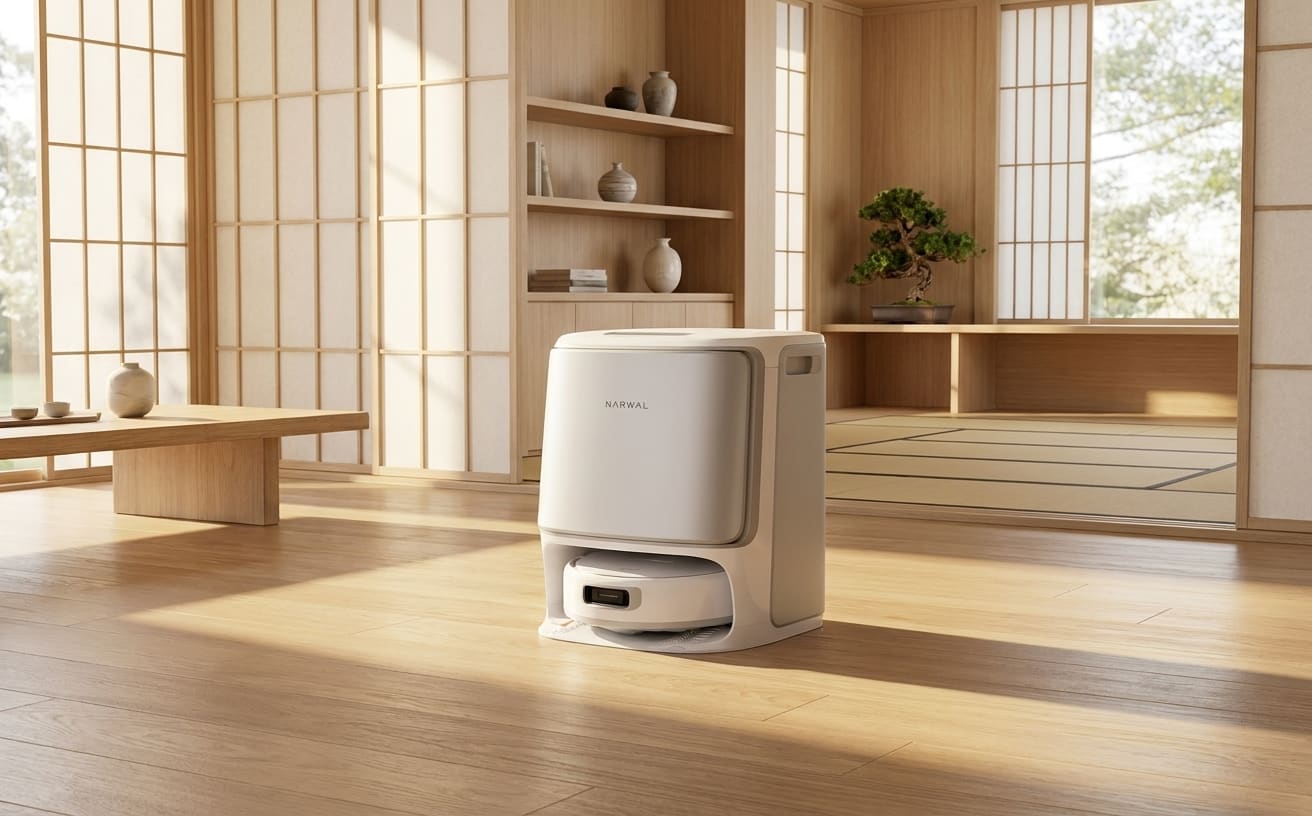 モダンな和室に置かれた未来の家電が、シンプルで洗練されたデザインを魅せています。