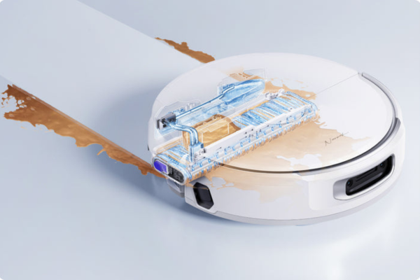 A detailed view of a robot vacuum mop, highlighting its features as the best vacuum mop for hardwood floors.