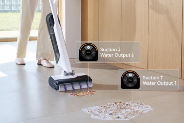 A sleek vacuum mop cleans up spills and debris, showcasing features ideal for the best vacuum mop for hardwood floors.