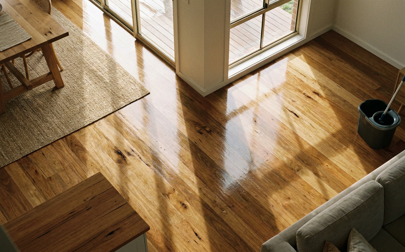 Shining wooden floors and a cozy setting, perfect for a Long Weekend Deep Clean: A 3-Day Plan for the King’s Birthday Break.