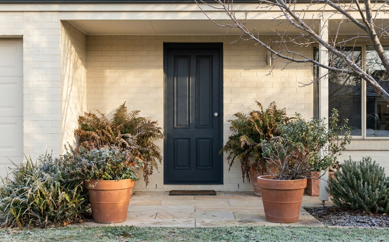 A cozy entryway featuring potted plants, perfect inspiration for 36 King’s Birthday Long Weekend home projects you can finish in 3 days.