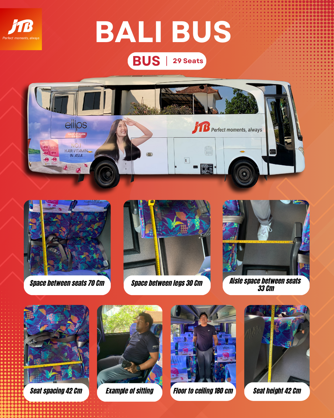 Meanwhile, a JTB infographic titled “Bali Bus (29 seats) as Group Tour Operator in Bali