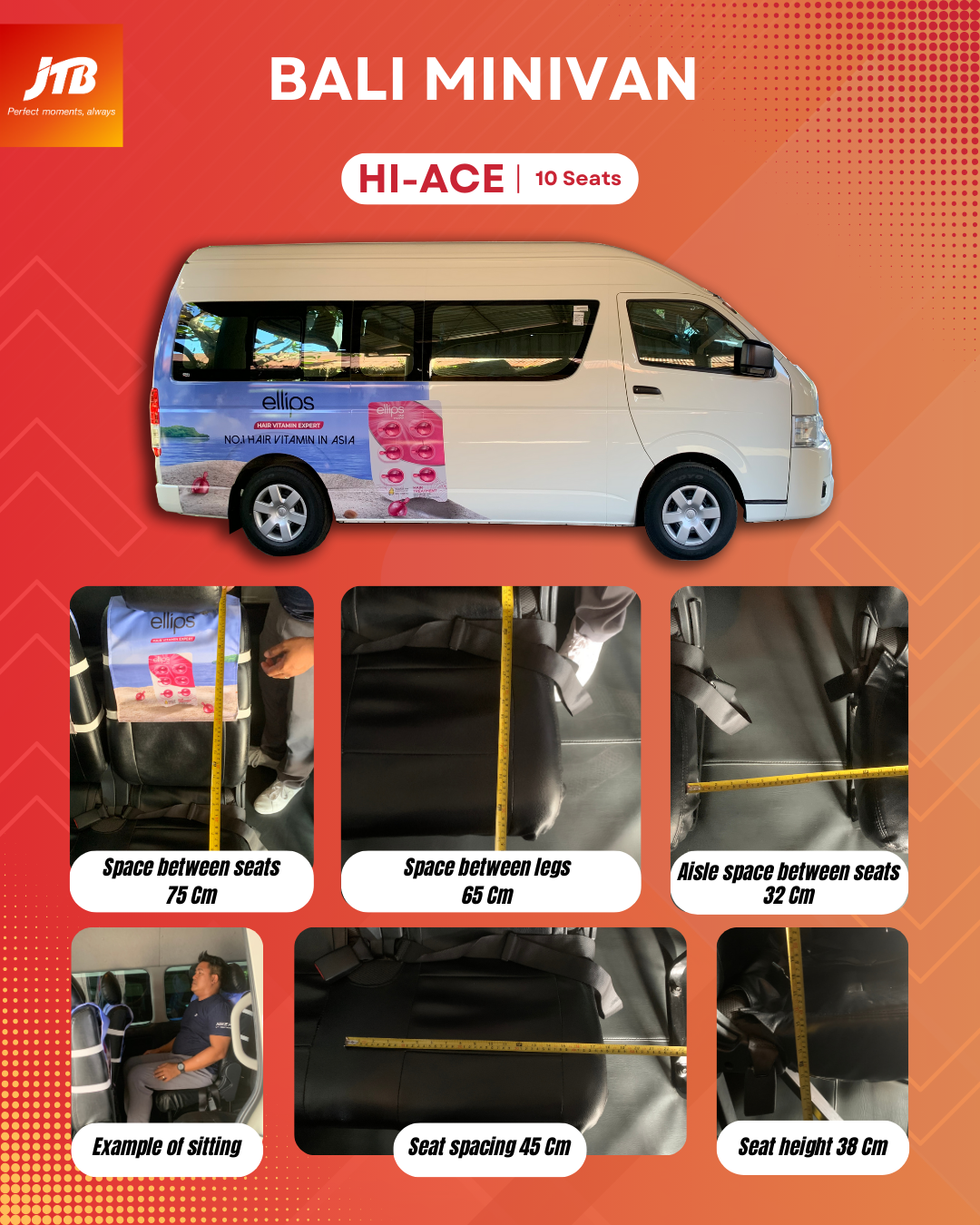 Meanwhile, a JTB infographic titled “Bali Minivan HI-ACE (10 seats)