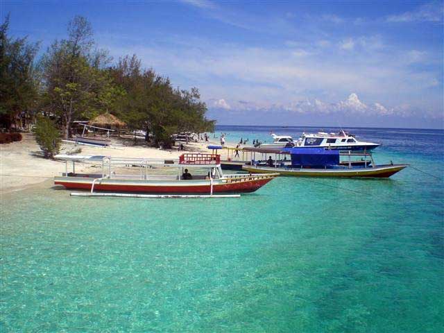 meanwhile, gili trawangan is seen at an angle.