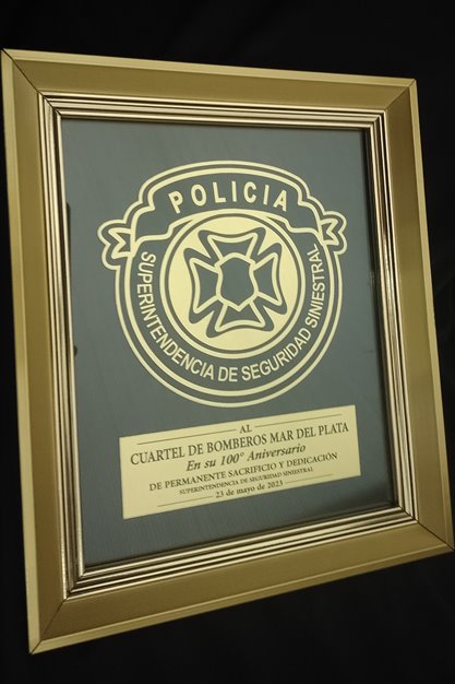 Imagen de producto Plaqueta Enmarcada Símil Bronce/Acero Calada 25 x 30 . Art. PEEC 2530