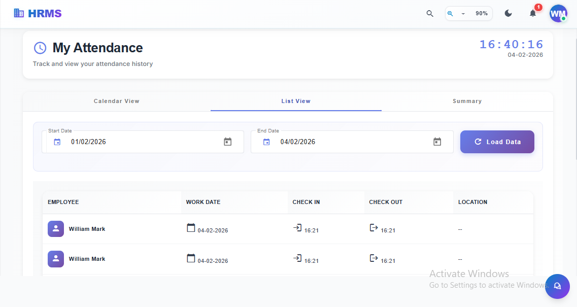 employee attendance management system