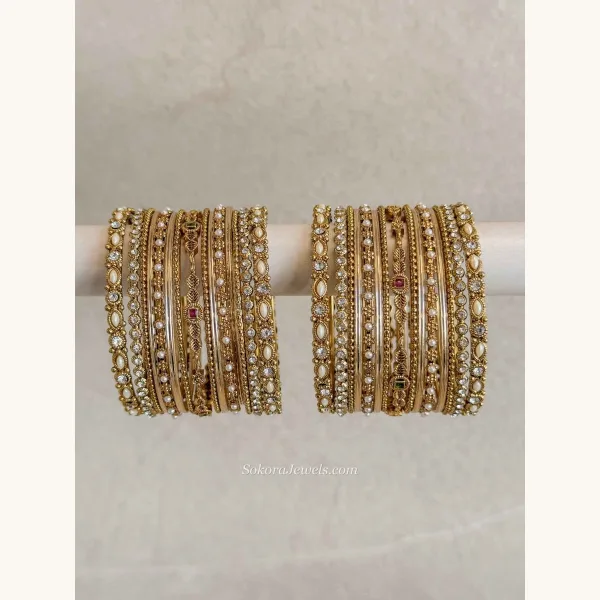 Temple Style Gold Bangle Set