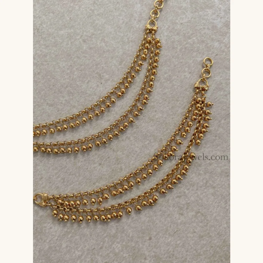 2 Line Gold Ball Earring Chains