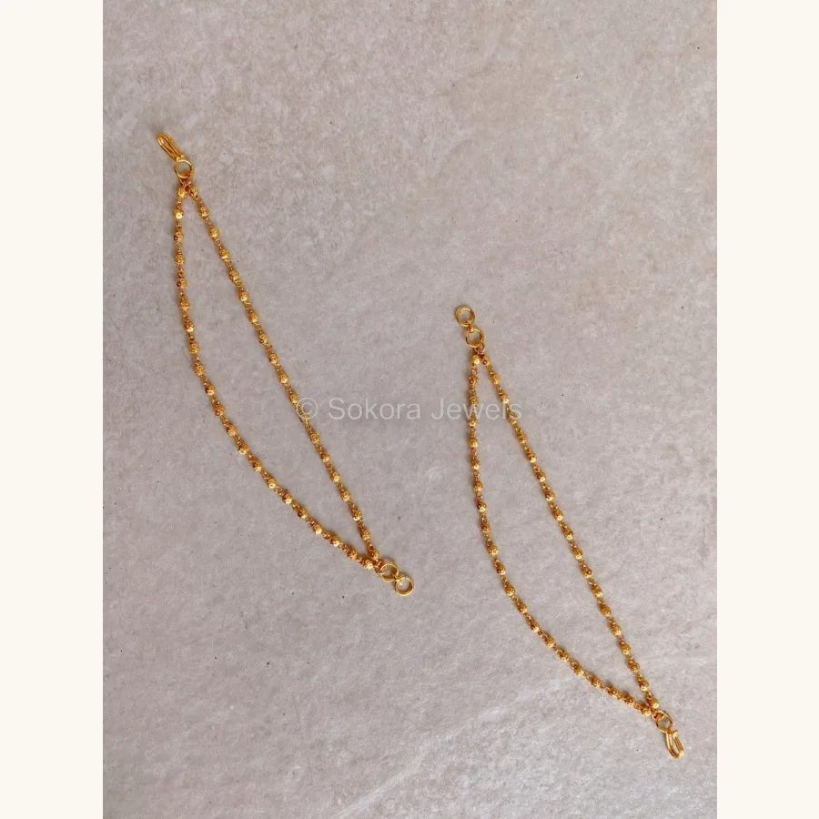 2 Line Simple Bright Gold Earring Chains
