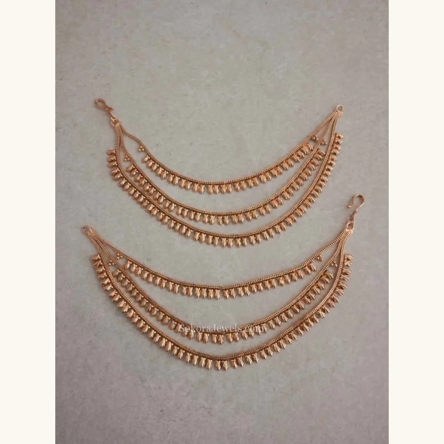 3 Line Bright Gold Earring Chains