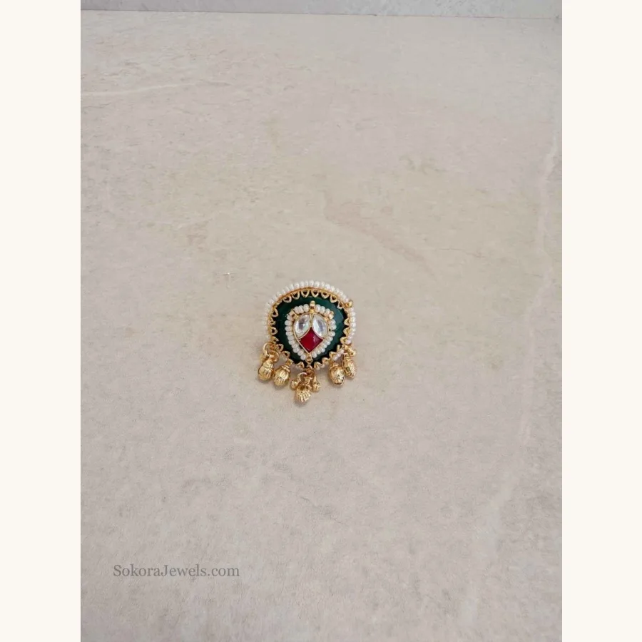 Drop shape Kundan ring