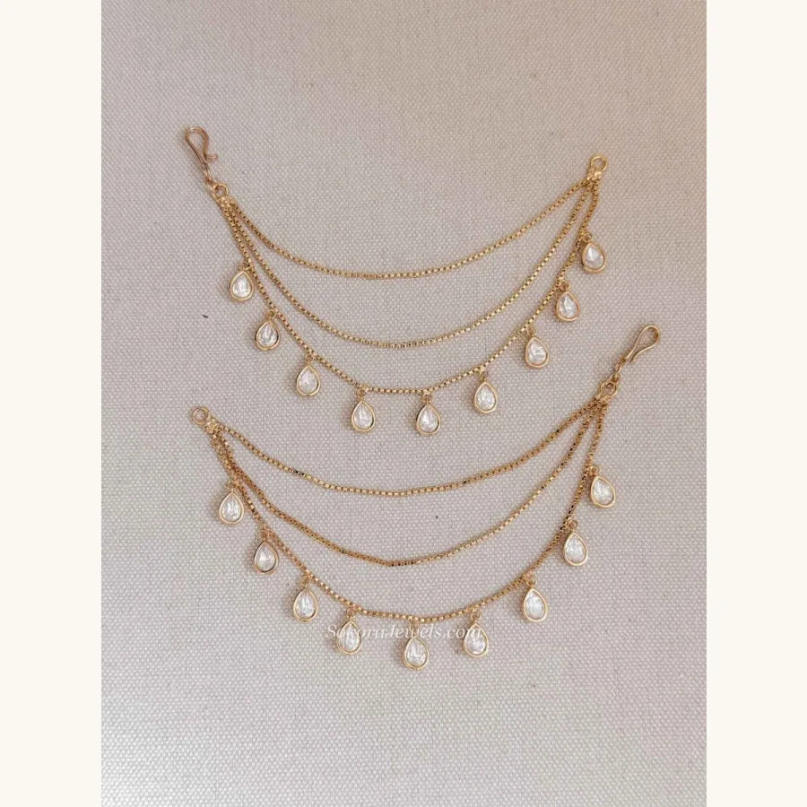 Kundan Droplet Earring Chains