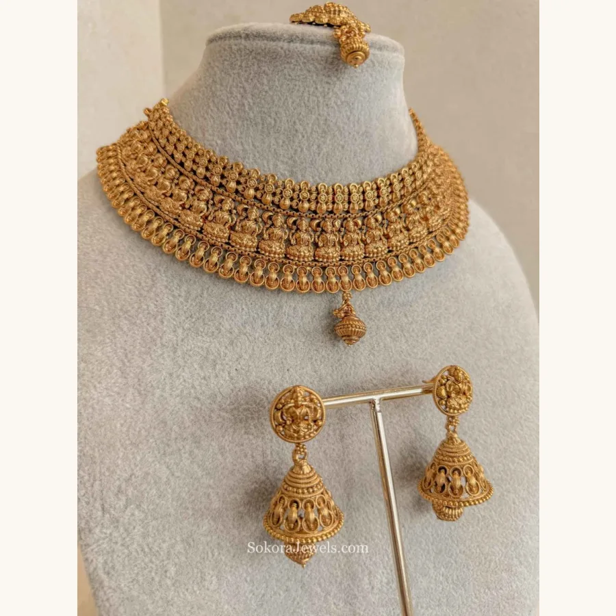 Lakshmi Motif Temple Bridal Necklace set