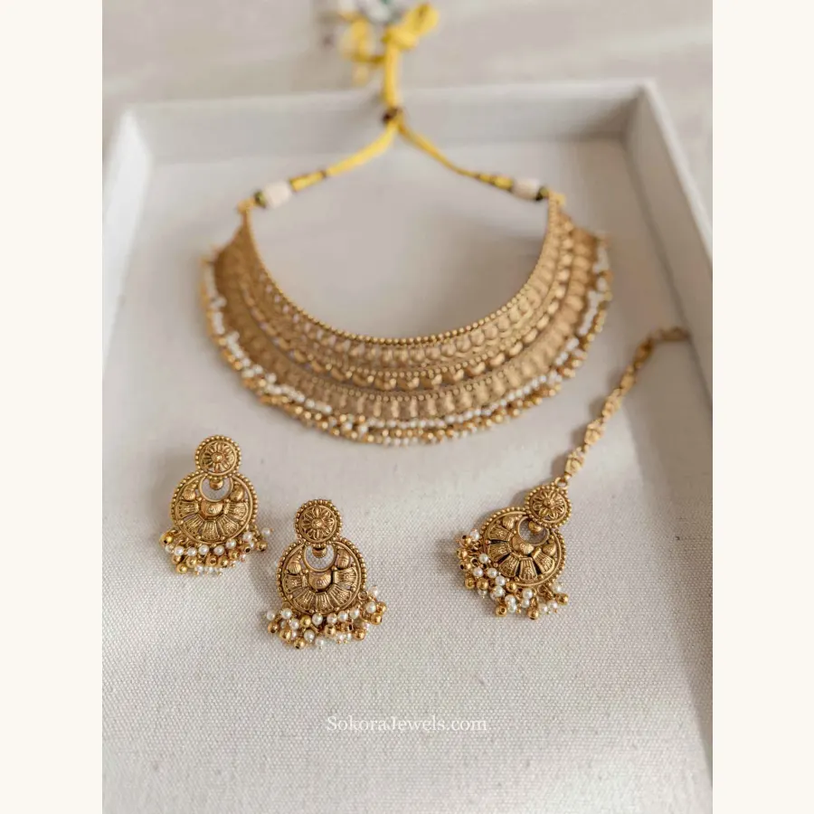 Matt Gold Plated Bridal Set