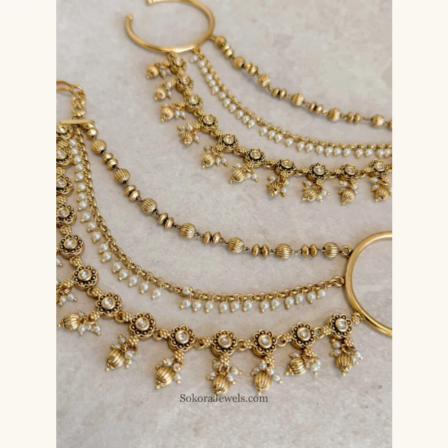 Pearl & Kundan Earring chains