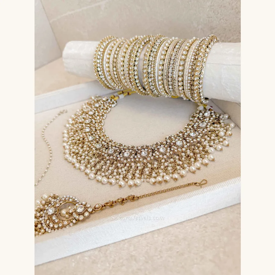 Tehmeena Antique Gold Complete Bridal Jewellery Set