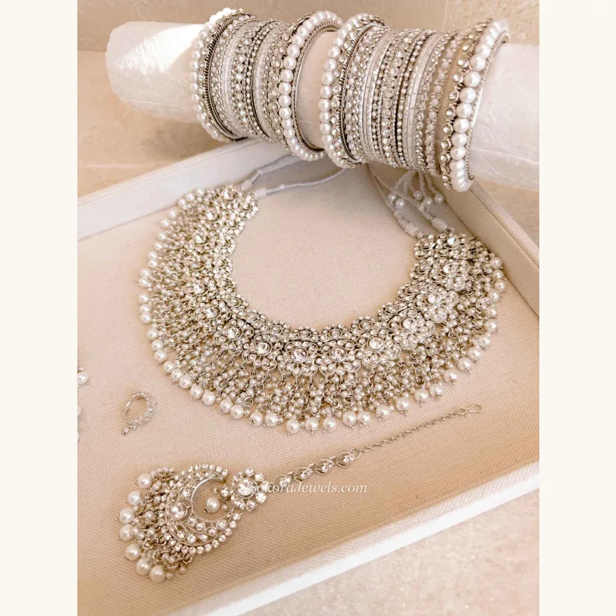 Tehmeena Silver Complete Bridal Jewellery Set