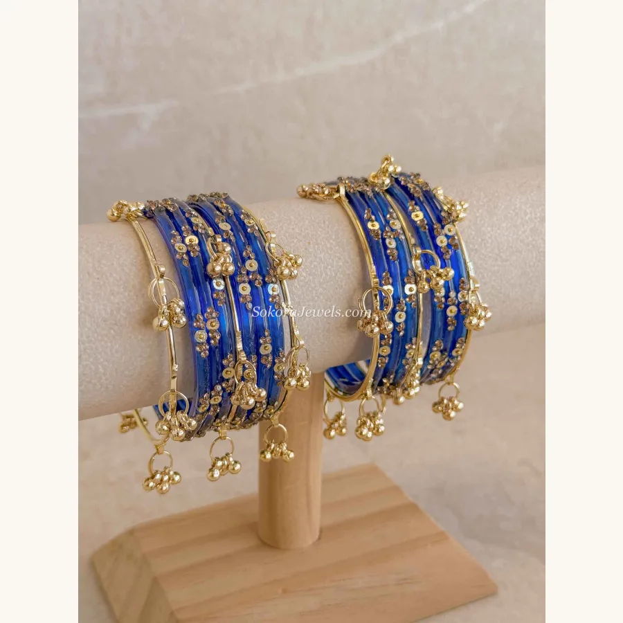 Viral Kashmiri Glass Bangle Set with Ghungroo