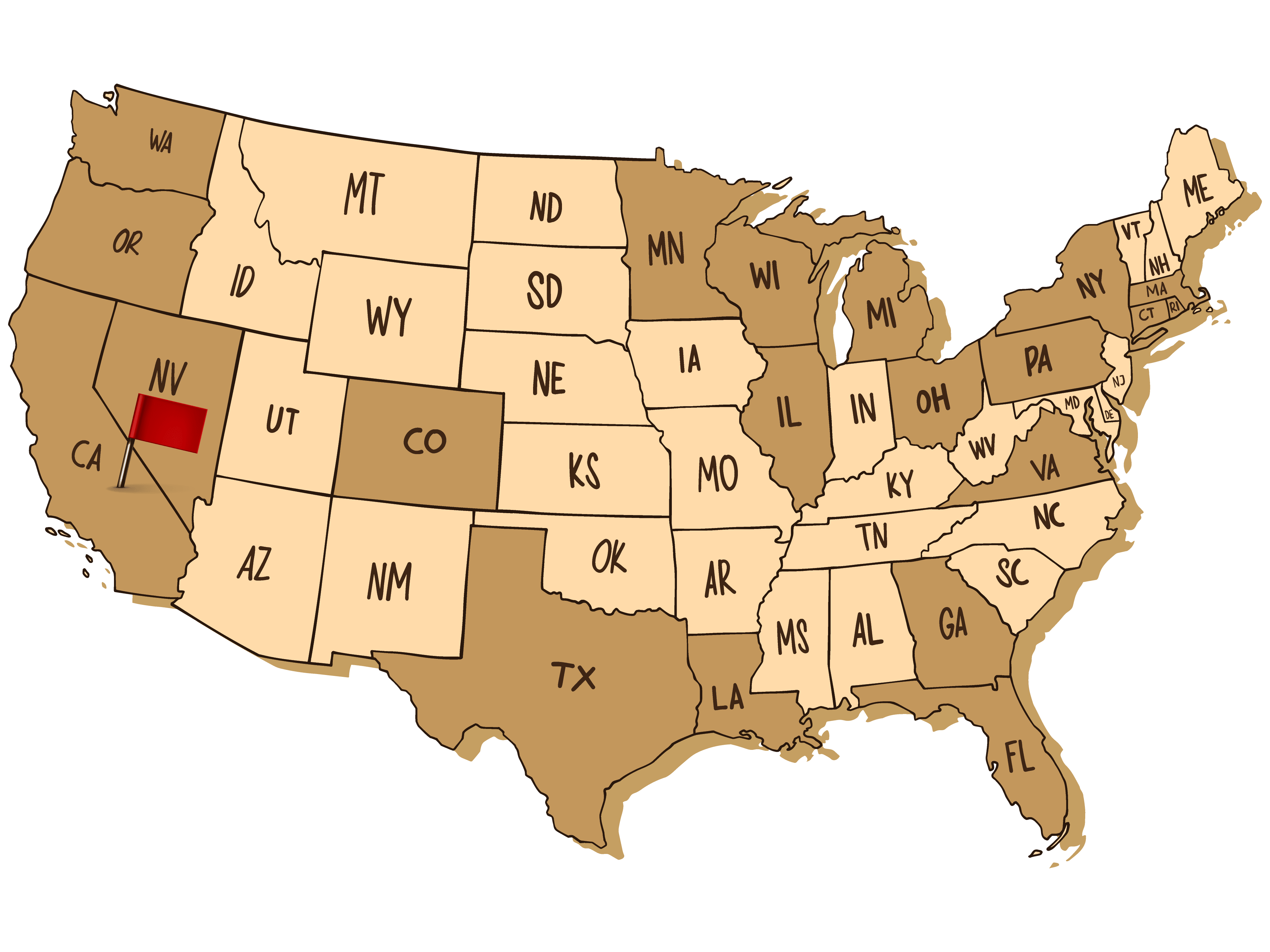 Map of the United States showing nationwide shipping coverage