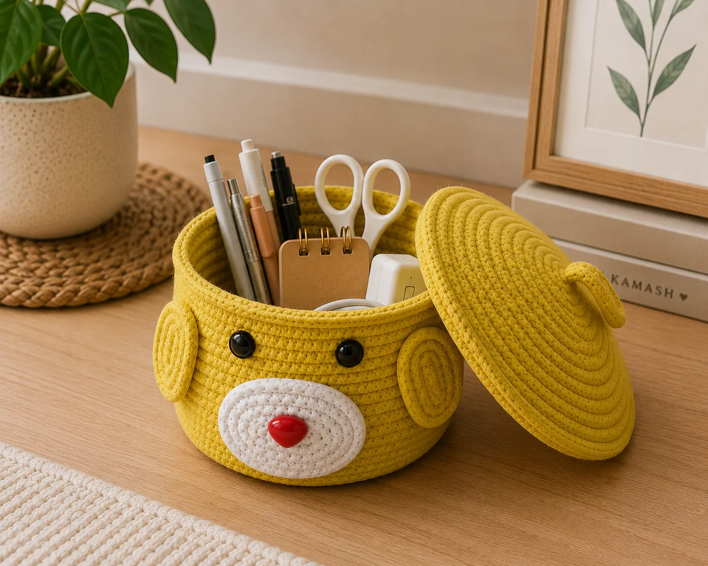 Cute Jute Puppy Organizer Basket