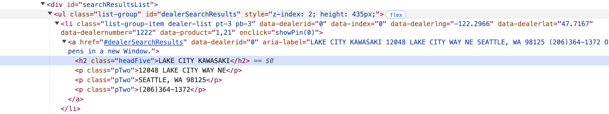 View from Developer Tools