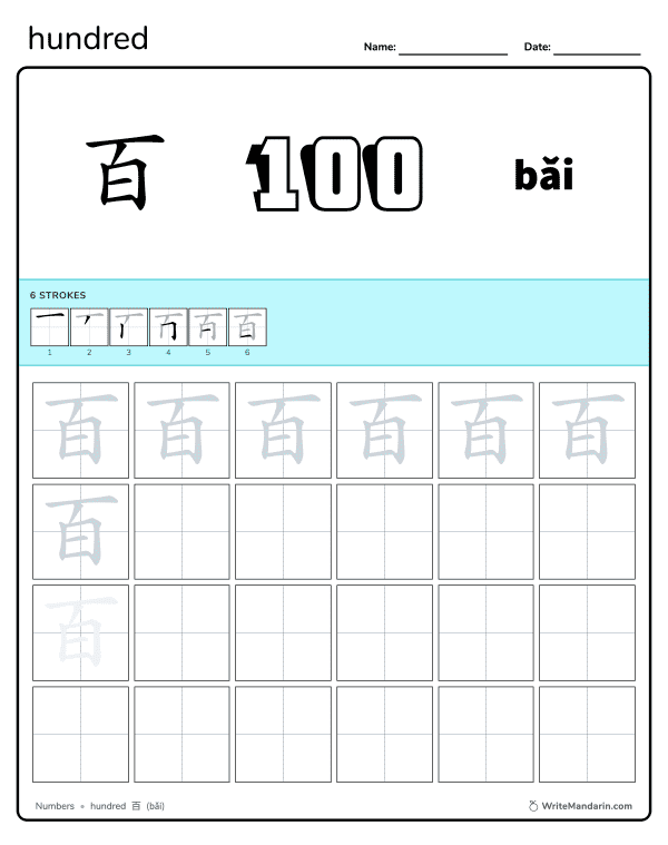 numbers zero chinese writing worksheet writemandarin