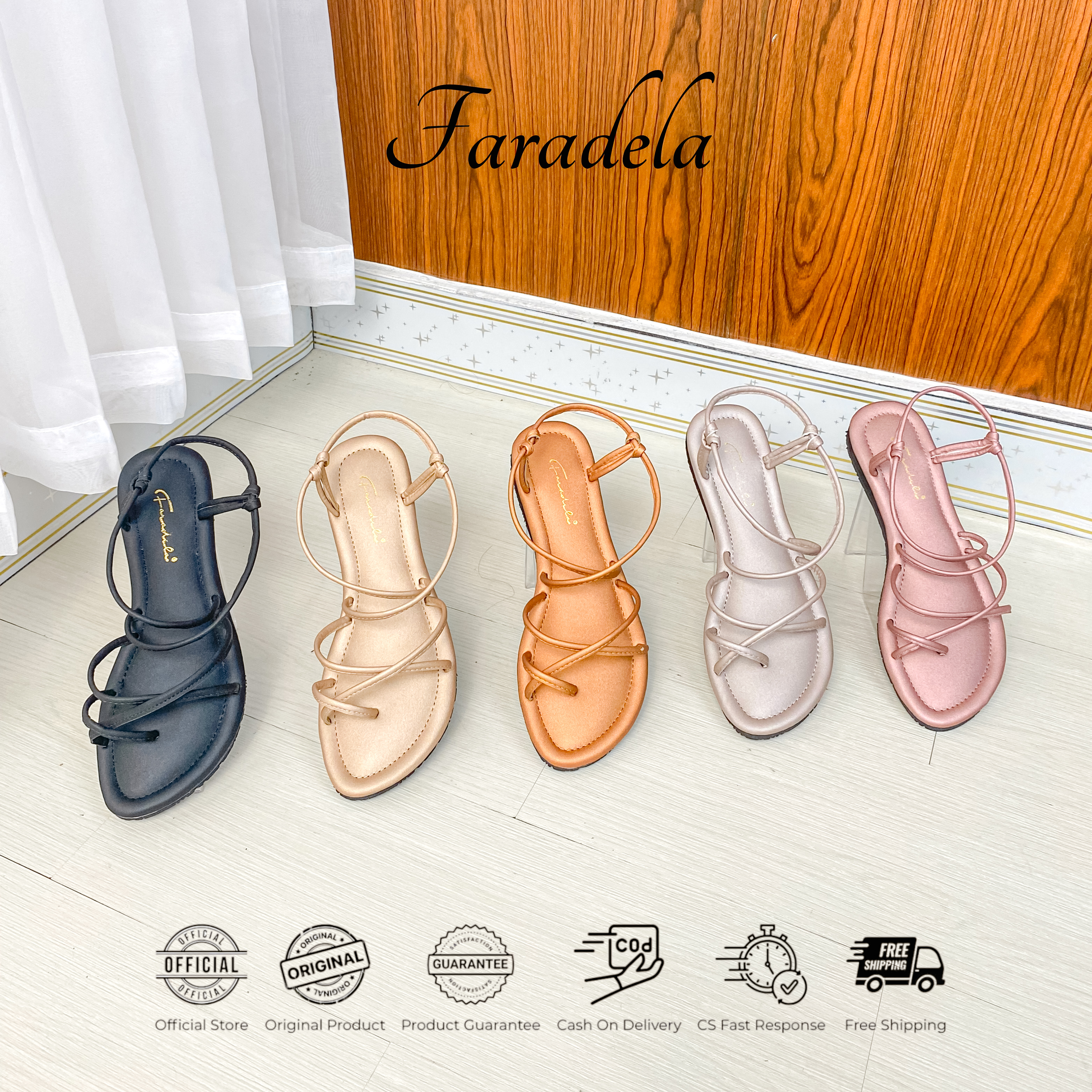 FARADELA Vanda Sandal Wanita Tali Silang Flat F07-16.1