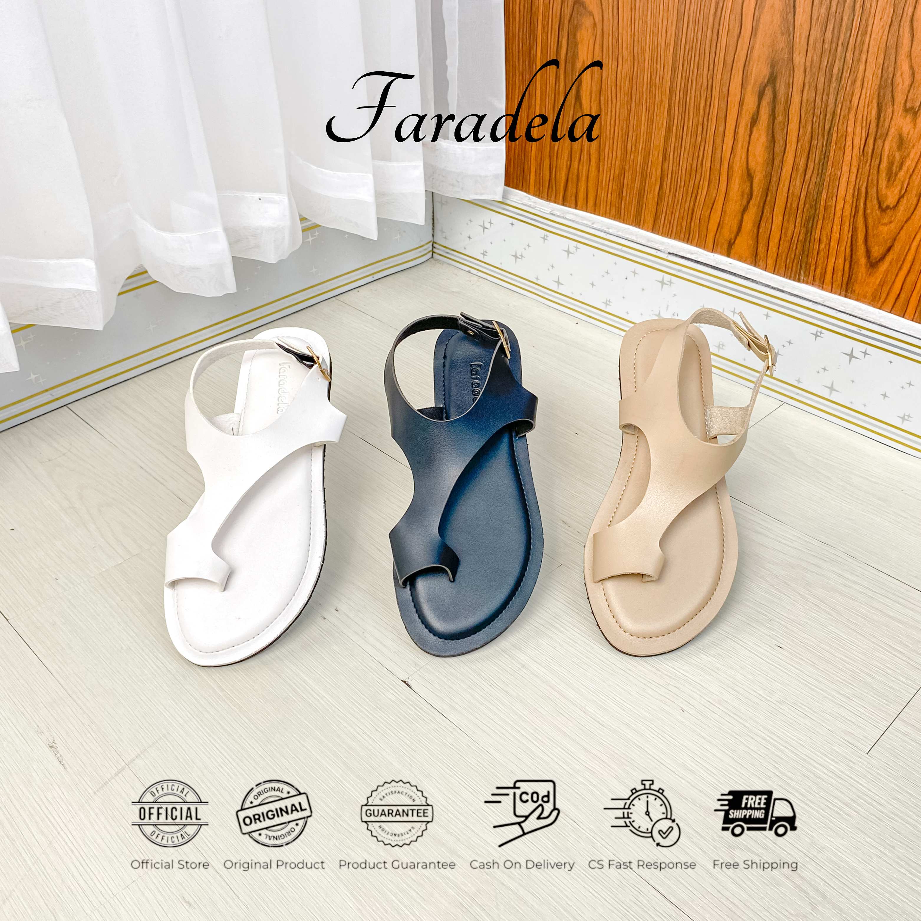 Chloe Sandal Teplek Wanita Gesper Tali Belakang Anti Slip F09-01.1