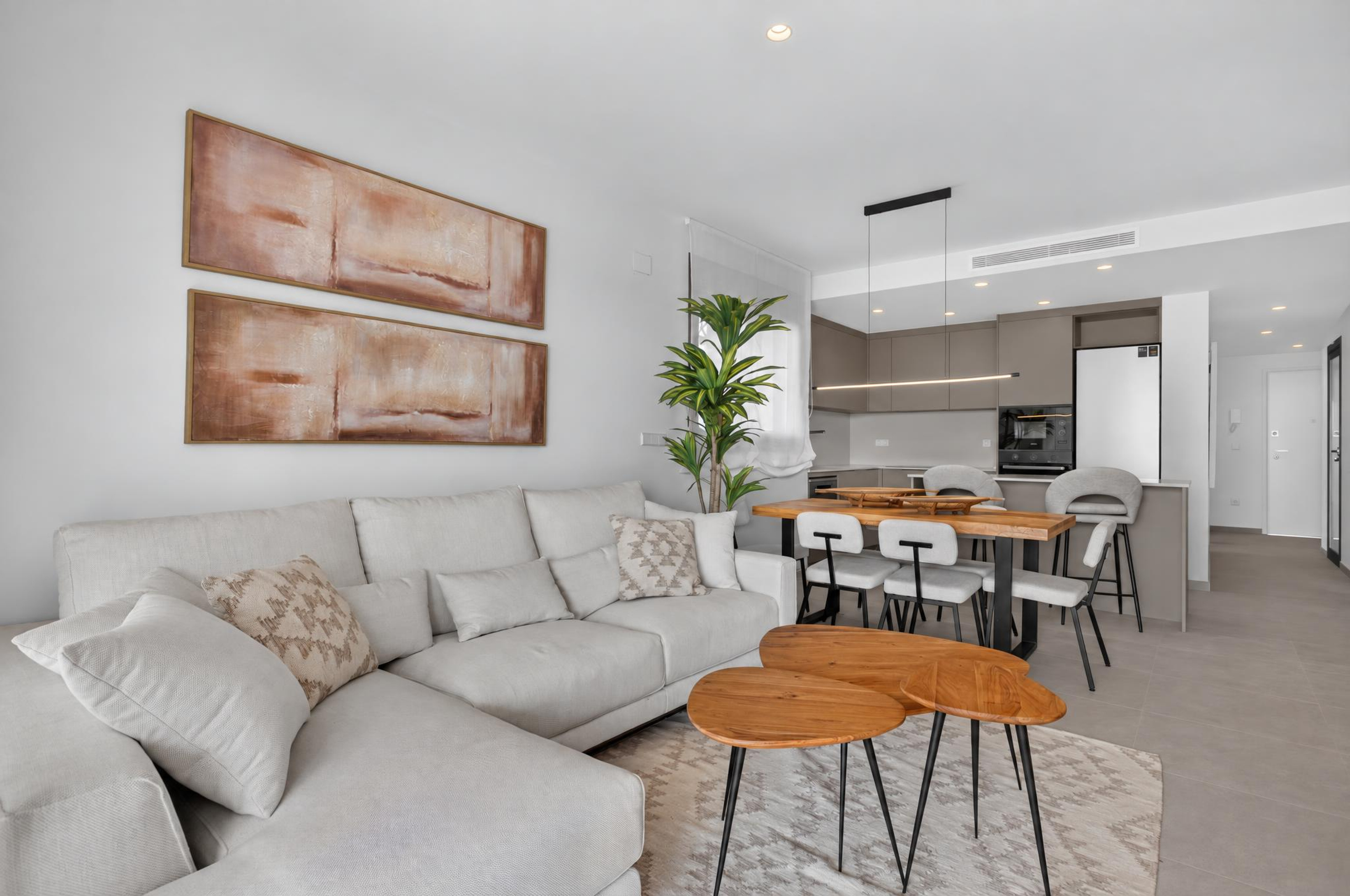 Living room of a new build apartment at Sunset Village La Hoya