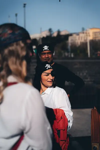 Tourist dressed as pirate at Santa Maria de Colombo