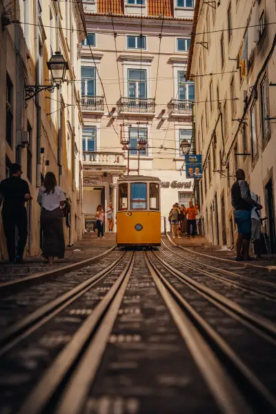 The Bica Funicular Tracks from Below
