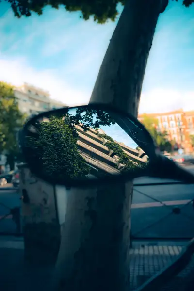 Reflection in the scooter mirror