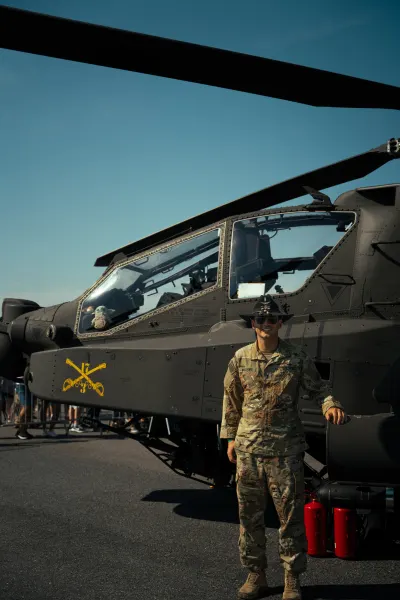 AH-64 Apache and pilot