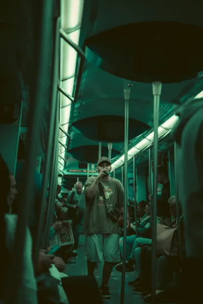 Singer in a metro