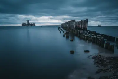 Blue Hour Over the Gdynia Torpedo Platform Ruins