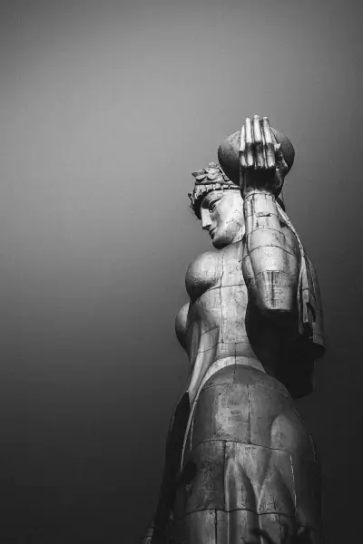 A Dramatic Black and White Shot of Mother of Georgia (Kartlis Deda)