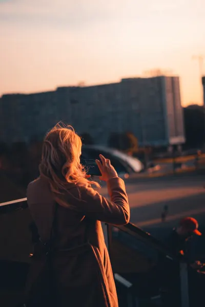 Woman watching sunset