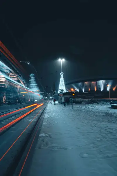 Long exposure tram and Spodek