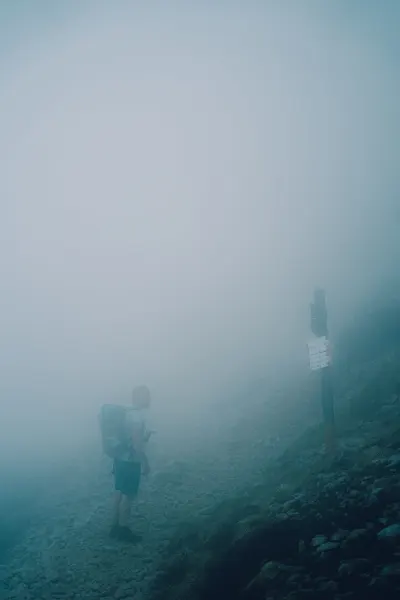 Ascent to Delle Taccole Via Ferrata in the fog