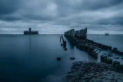 Melancholy Calm: Torpedo Platform and Groyne on Long Exposure