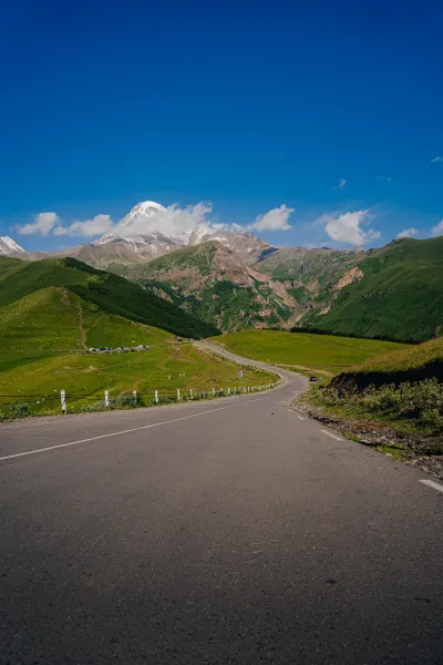 Winding Road to the Snowy Caucasus