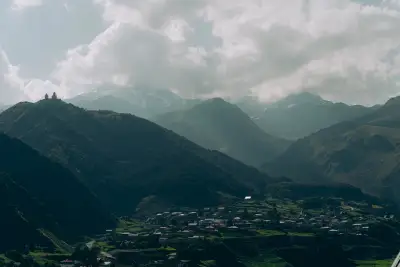 Stepantsminda Village in the Valley