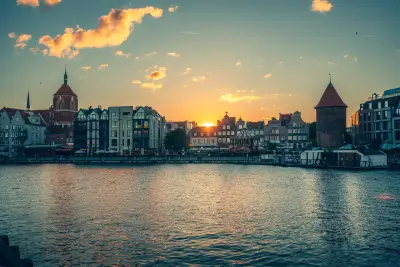 Golden Sunset Over the Motława River, Gdańsk