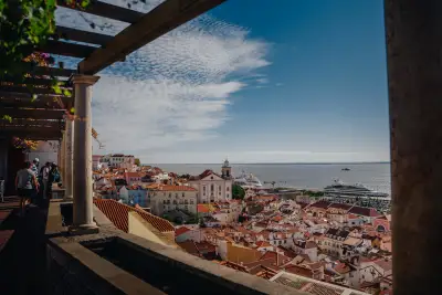 View over Alfama and the Tagus River from Santa Luzia Viewpoint